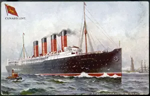 Prints of Steam ship of the Cunard line at New York New York Prints: Mauretania Print - Cunard Line Steam Ship at New York