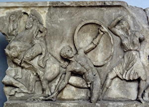 Mausoleum at Halicarnassus. Combat with the Amazons Mausoleum at Halicarnassus. Combat with the Amazons