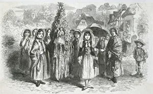 Prints of The May Queen and her Garland at Glatton, Huntingdonshire, England Date: 1857 Huntingdonshire Prints: 1857 May Queen Print: Glatton, Huntingdonshire England