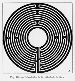 French Gothic Architecture Prints: Maze at Sens