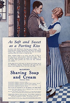 McClintons Shaving Soap advertisement, WW1 soldier McClintons Shaving Soap advertisement, WW1 soldier