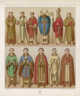 Christian Clergy Attire Prints: Medieval Religious