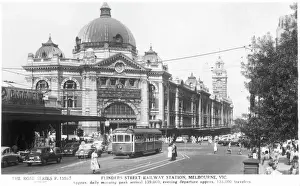 Melbourne's Flinders Street Railway Station Print, 1920s