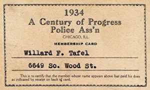 Membership card, Police Association, Chicago, USA Membership card, Police Association, Chicago, USA