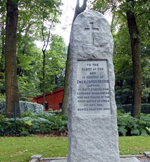 Memorial to Capt Brodie, Glencorse Wood, Ypres area Memorial to Capt Brodie, Glencorse Wood, Ypres area