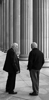 Two men in conversation, Liverpool, England Two men in conversation, Liverpool, England