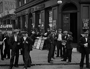 Men looking for work, Canning Town, London Men looking for work, Canning Town, London