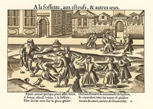 Men playing fossette (golf) and croce (hockey) Men playing fossette (golf) and croce (hockey)