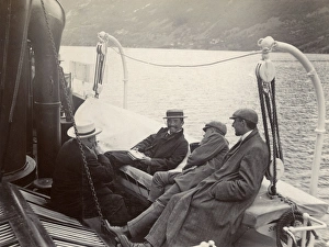Men relaxing on a fjord steamer, Hardanger, Norway Men relaxing on a fjord steamer, Hardanger, Norway