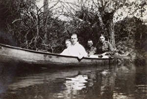 Four men in a rowing boat, Oxford, WW1 Four men in a rowing boat, Oxford, WW1