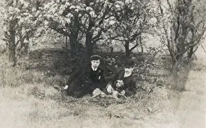 Terrier Dog Prints: Two men under a tree with dog