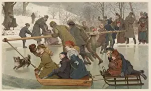 Vintage Children's Entertainment Prints: Merry Go Round on Ice