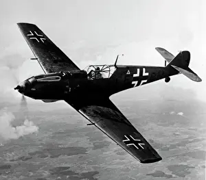 Prints of Messerschmitt Bf 109E -already battle hardened in the Spanish Civil War, it outgunned and out dived the Spitfire in Battle of Britain Airplanes And Aviation Prints: Messerschmitt Bf 109E Print - Battle Hardened Aircraft