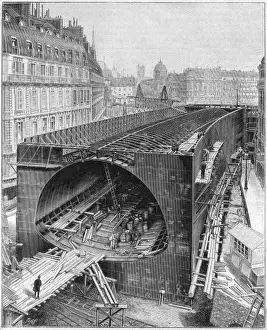 Metro Construction Print: Place Saint-Michel Caisson