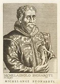Prints of MICHELANGELO BUONAROTTI Italian sculptor, painter, architect and poet Michelangelo Prints: Michelangelo Print - Italian Renaissance Artist Portrait