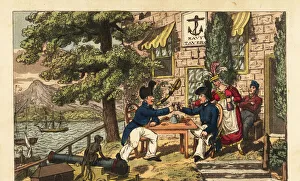 Midshipman Newcome and Spunyarn drinking Malaga wine Midshipman Newcome and Spunyarn drinking Malaga wine