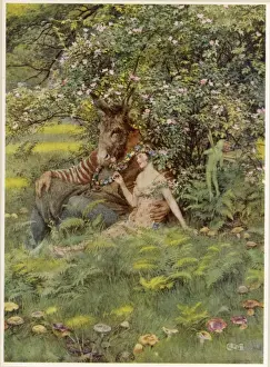 Prints of Titania, Bottom and Puck William Shakespeare Prints: Mary Evans Print: Titania, Bottom and Puck