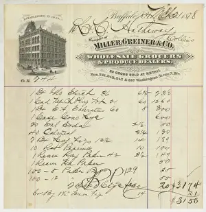 Handwritten Invoice Print, Miller, Greiner & Co, 1878