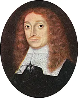 Prints of JOHN MILTON poet and pamphleteer Date: 1608-1674 John Milton Prints: Miniature Portrait of Poet John Milton Print
