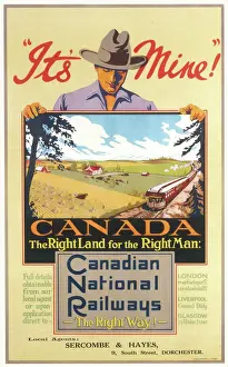 Prints of Its Mine, Poster, Canada, the right land for the right man, with Canadian National Railways Canada Prints: Its Mine, Poster Print by Canadian National Railways