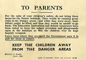 Ministry of Health leaflet, To Parents, WW2 Ministry of Health leaflet, To Parents, WW2
