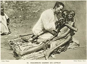 Related Images Collection: Missionary treating victims of leprosy, Mozambique