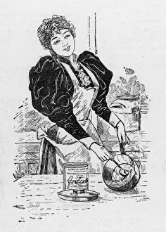Female Cooking At Home Prints: Mixing in Saucepan