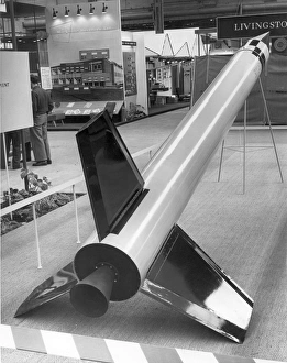 A model of the Skylark sounding rocket on display A model of the Skylark sounding rocket on display