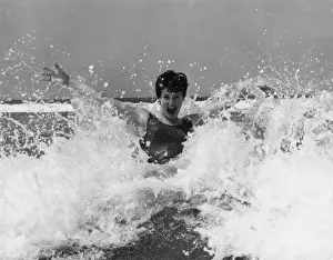 Woman In The Sea Prints: Model splashing about in the surf
