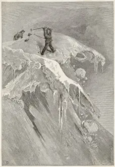 Prints of Edward Whymper at the summit of the Moming Pass Edward Whymper Prints: Moming Pass Print: Edward Whymper at Summit