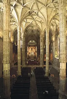 Manueline-Style Monastery Interior Print, Lisbon, Portugal