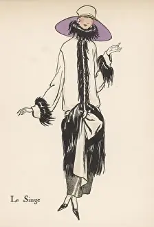 Historical Fashion Accessories Prints: Monkey Fur Coat 1922