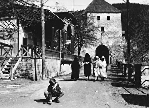 Montenegrin Street Scene with veiled women Montenegrin Street Scene with veiled women