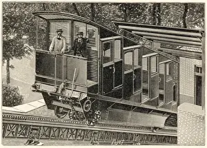 Historical Rail Transport Prints: Montmartre Funicular