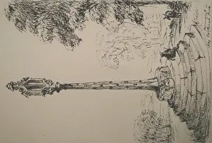 Prints of Sketch of a monument in Swithland Park, by Reverend Baden Powell (1796-1860), father of Robert Baden Powell Leicestershire Prints: Swithland Park Lantern Cross Print circa 1859