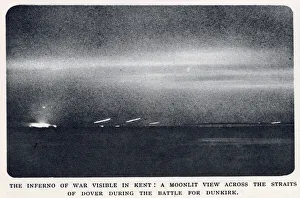 Moonlit view during Battle for Dunkirk, northern France, WW2 Moonlit view during Battle for Dunkirk, northern France, WW2