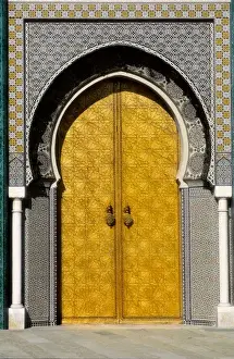 Prints of MOROCCO. Fes. Royal Palace. Door of the Royal Palace, situated in Fes el Jedid (New Fes). Islamic art. Architecture Morocco Prints: MOROCCO MOROCCO: Fes Royal Palace Door Print