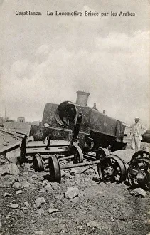 Morocco - Locomotive destroyed by Arabs - Chaouia uprising Morocco - Locomotive destroyed by Arabs - Chaouia uprising