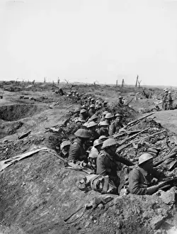 British Troops Wait to Attack, Morval 1916 Print