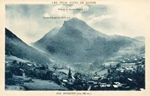 Prints of Morzine, Savoie, France Date: 1920s France Prints: Vintage Print of Morzine Village in the French Alps