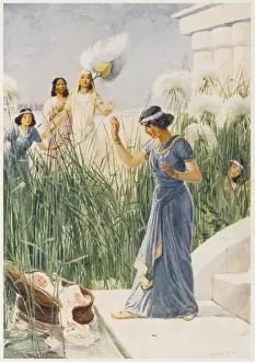 Moses Found in a Basket by the Nile River Print