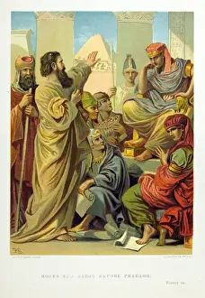 Biblical Scene Illustration Prints: Moses and Aaron before the Pharaoh