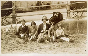 Mother and four children on the beach Mother and four children on the beach