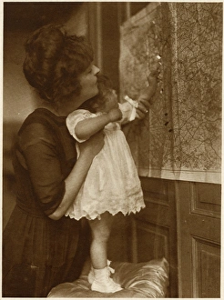 Mother and daughter with map, Bonjour Papa! WW1 Mother and daughter with map, Bonjour Papa! WW1