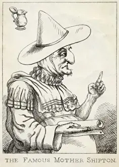 Mother Shipton Print: A Portrait of the Yorkshire Prophetess Holding a Scroll