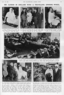 Mr Gandhi in England with a travelling spinning-wheel, 1931 Mr Gandhi in England with a travelling spinning-wheel, 1931