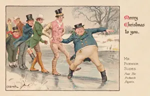 Mr Pickwick and Friends on the Ice Print, 1908
