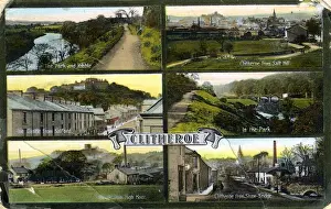 Early 20th Century English Towns Prints: Multi View, Clitheroe, Lancashire