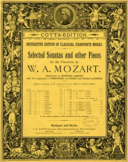 Music cover, Mozart Selected Sonatas and other Pieces Music cover, Mozart Selected Sonatas and other Pieces