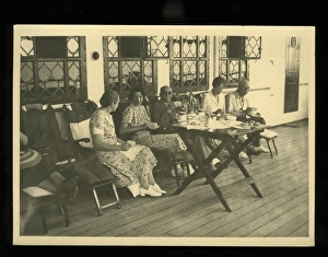 MV Reina del Pacifico, people taking tea on deck MV Reina del Pacifico, people taking tea on deck